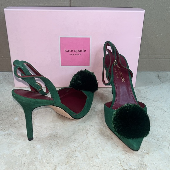 ♠️kate spade Amour Pom Pumps, Arugula Green NIB - Picture 12 of 15